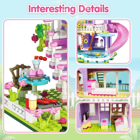 Sitodier Set,689pcs 6-12 8-14,Holiday 6 7 8 9 10 11 12 13 14 Girls Building Blocks Garden Villa House Building Block