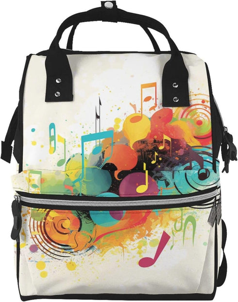 KHIRY Diaper Bag Nappy Backpack Baby Bag Abstract Music Themed Mummy Backpack Multifunction