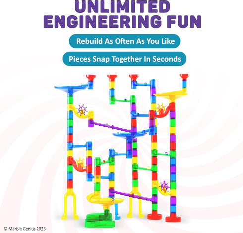 Marble Genius Marble Run - 130 Complete Pieces Maze Track for Kids Aged 4-8 Years Old, Starter Set