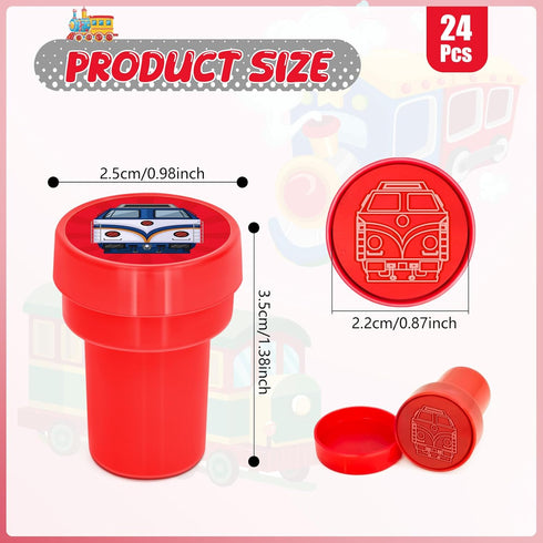 24 Cinrobiye Pcs Train Party Favor Stampers,Train Party Supplies, Train Birthday Party Favors Gifts, Classroom Rewards