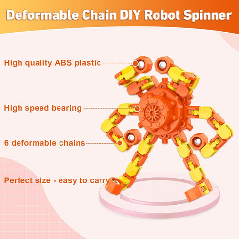 YIZER 24PC 24PC Valentines Cards for Kids with Fidget Spinner,Funny Sensory Fidget Toys Deformable Chain DIY Robot