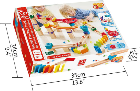 Set 81 3 Hape Marble Run Race Track | Wooden DIY Marble Run with Dominoes, STEAM Educational Learning Toy, Pieces