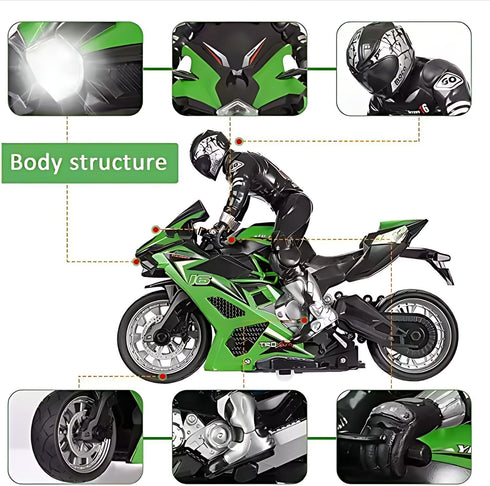 Liberty Imports 2.4G RC Remote Control Stunt Motorcycle - 1:10 Scale High Speed Cross Country Racing Motorbike