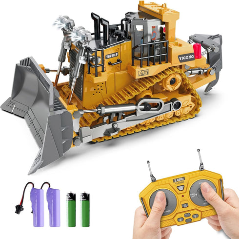 Dwi Dowellin Rc Bulldozer Toys for Boys,Construction Remote Control Bulldozer with Metal