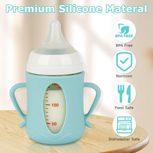 5.4oz,Anti 2 Pack Silicone Sleeves for Pigeon Baby Bottles Breakage Glass Baby Bottle Holder with Handles