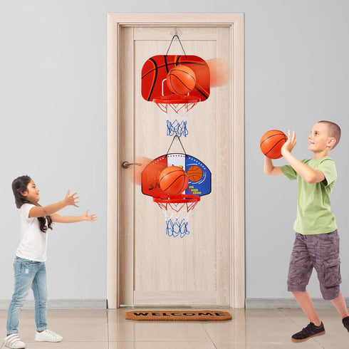 Sosation 2 Pcs Mini Basketball Hoop with 4 Basketballs, Sticky Hook, Indoor No Drilling Decompress Game for Kids