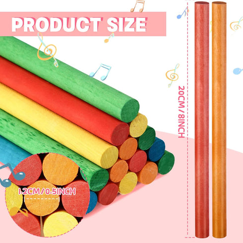 Yookeer 30 Pcs Rhythm Sticks for Kids - Wooden Lummi Music Toys Percussion Instruments for Classroom Play