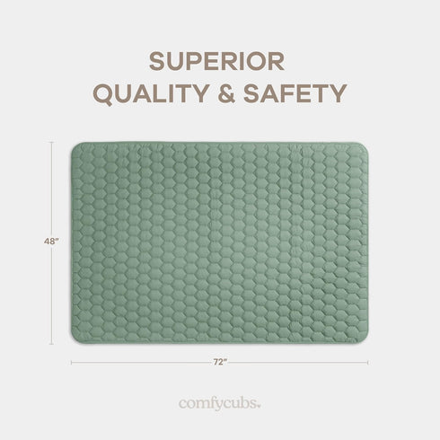 48 72 inches Comfy Cubs Rectangle Kids Play Mat - Medium x Soft Quilted Baby Floor Mat with Non-Slip Bottom - Plush