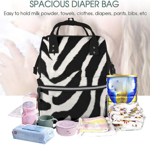 HCBPWVQA Backpack Daypacks Backpack Mommy Zebra Animal Diaper Bag with Changing Pad and Pacifier Holder, Multifunction