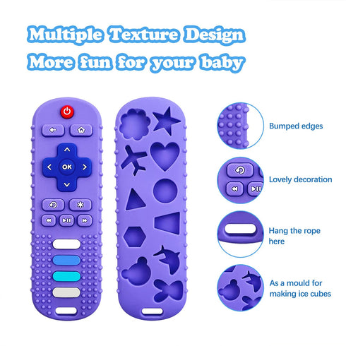Baby Teething Toys, Food Grade Silicone Teethers for Babies 3-18 Months, TV Remote Shape Infant Chew Toys, BPA Free (1