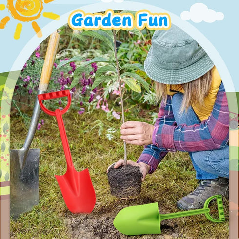 Heavy Duty 16" Thick Beach Sand Toy Shovels, Jumbo Scooping Spade Toys Kit for Kids Adults (Green Blue Red)