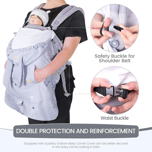 Orzbow All-Season Baby Carrier Cover | Universal, Waterproof & Windproof Infant Carrier Cover with Rain and Sun Hood