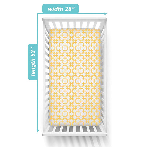 TL Care 100% Natural Cotton Percale Fitted Crib Sheet, Golden Yellow Twill Gotcha, 28 x 52, for Standard Crib and