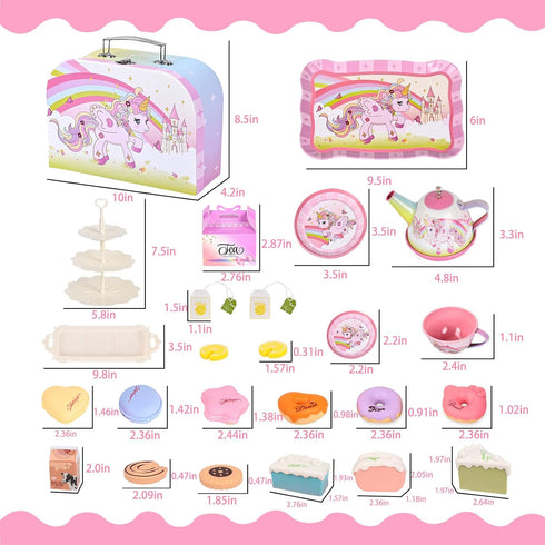 Set Girls,39 Set Set 3 4 5 6 7 8 Tea Party for Little Pcs Unicorn Tea Toys with Dessert,Cake