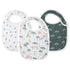 Snap Muslin Bibs for Girls - 3-Pack Baby Bibs for Infants, 100% Cotton Muslin, Adjustable Snaps, Animal Jungle Design