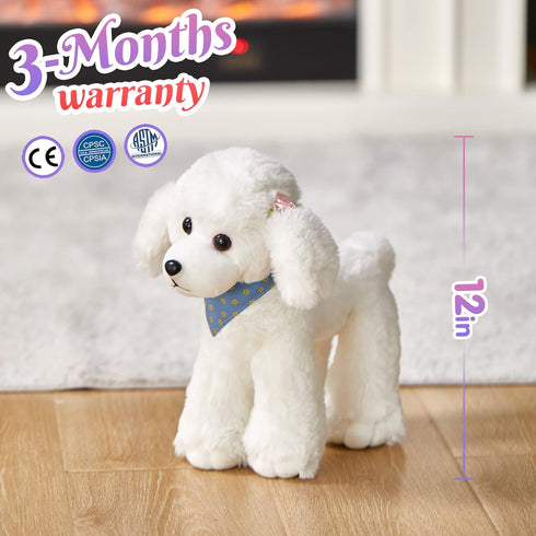 Athoinsu 12" Realistic White Poodle Puppy Stuffed Animal, Soft Adorable Plush Toy for Kids