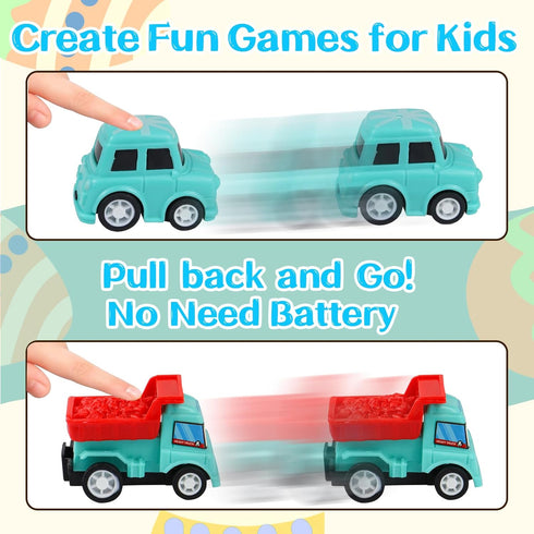 ISTOOLL 12PCS Pre Filled Easter Eggs Car Gifts for Kids with Pull-Back Cars Easter Basket Stuffers Easter Eggs Hunt