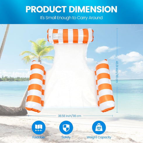 TIWISSES 2 Pack 4-in-1 Hammock 3 Hammock Swimming Inflatable Pool Floats Pool with Bottom Mesh Tubes Inflatable