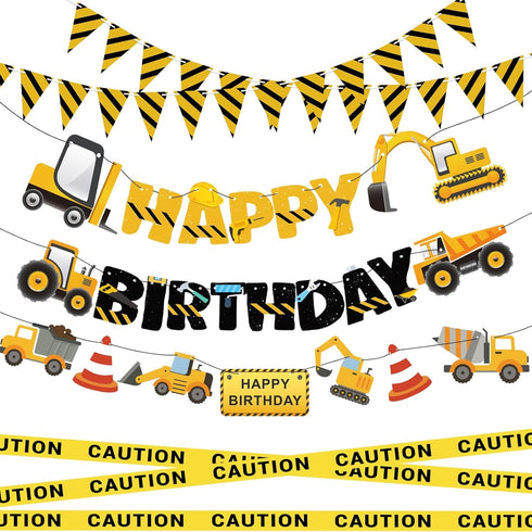 FIGEPO Construction Party Supplies Dump Truck Party Decorations Set with caution tape, construction