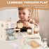 Playset Pithfor Kids Wooden Coffee with Grinder, Toy Coffee Maker for Kids Toddlers, Pretend Play Kitchen Appliances