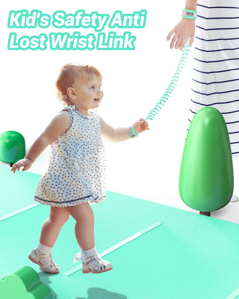 Dr.meter Anti Lost Wrist Link - 2 Pack Toddler Safety Leash with Key Lock, Reflective Child Walking Harness for Crowded