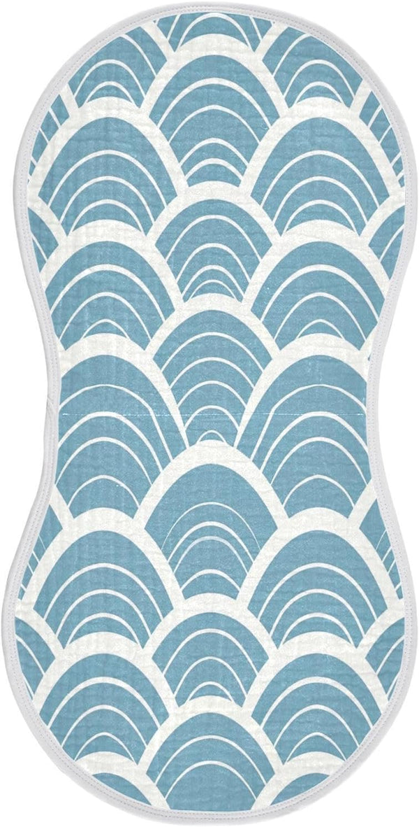 YETTASBIN Sea Waves Muslin Baby Burp Cloth, Super Soft Absorbent Cotton Burp Rag