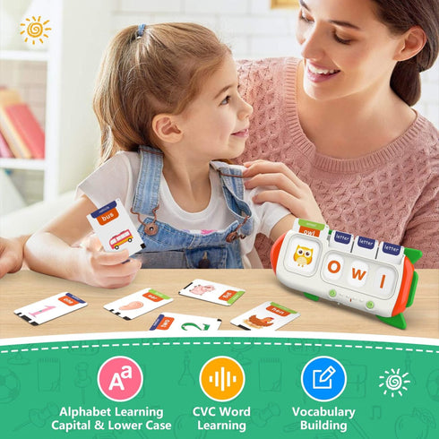 107 3 4 5 6 QuTZ Talking Flash Cards CVC Word Spelling Games, Preschool Learning Activities Learning Toy, Words Letter
