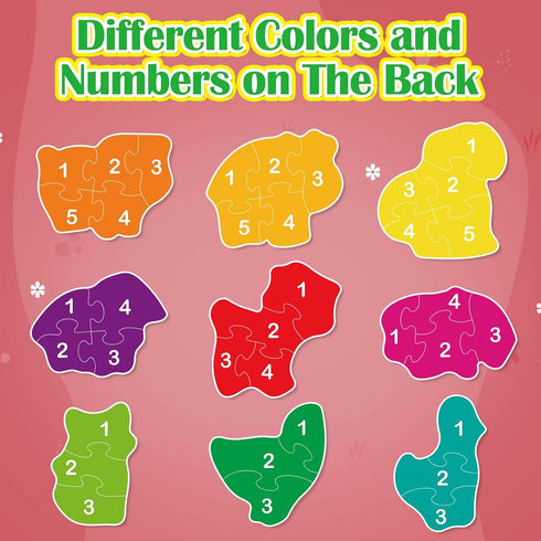 9 Packs Farm Animal Puzzles for Kids Aged 3+, Shaped Puzzles for Beginners, Educational Activity for Toddlers