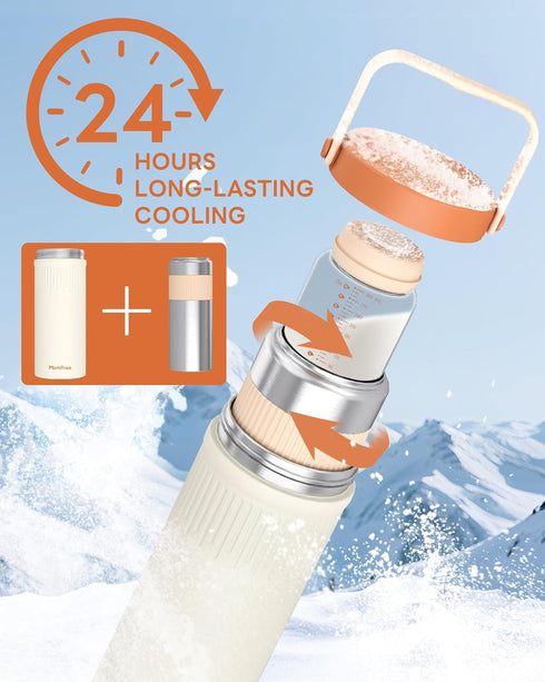 22oz 360 24 2pcs Portable Breast Milk Cooler for Breastmilk Storage, Liquid Gold Saver Cooling Keeps Milk Fresh