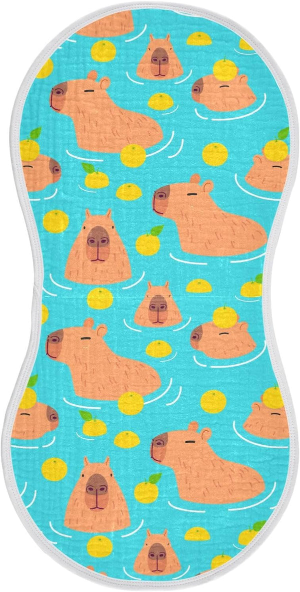 Muslin Baby Burp Cloths Set of 1, Soft Cute Capybara Absorbent Muslin