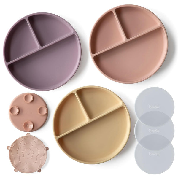 Moonkie Suction Plates for Baby | 100% Silicone BPA-Free Baby Plates with