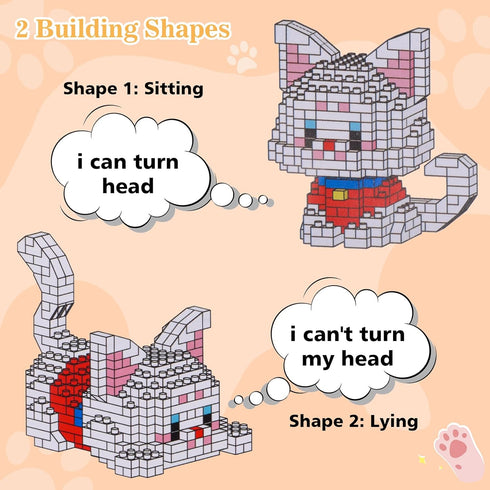 Sets, 6 Mini Cat Building Block Styles Cute Cat Model Micro Building Blocks Mini Animal Building Blocks Toys Party