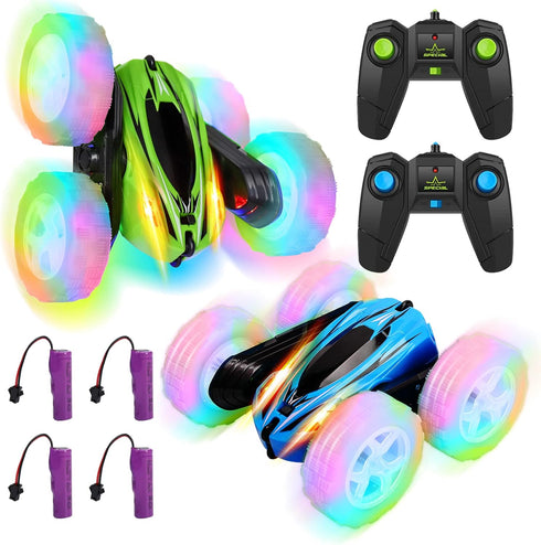 FunsLane 2 Pack Remote Control Car Toys for Kids, RC Stunt Cars with