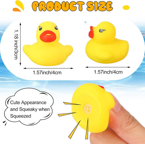 Zhanmai 300 Pcs Mini Rubber Ducks Set, Float Squeak Yellow Ducks in Bulk for Party Supplies and Bathtub Fun
