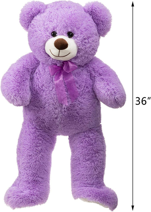 HollyHOME Teddy Bear Stuffed Animal Plush Giant 36 inch Purple Teddy Bears with Footprints