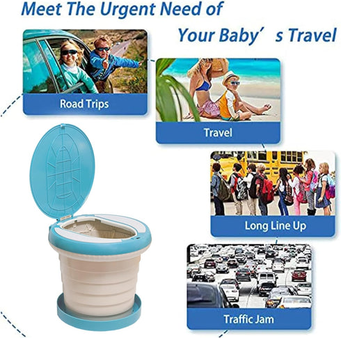 SunnySmile Travel Potty for Toddler, Portable and Foldable Toilet, Apply to Seat Emergency Toilet for Car, Camping