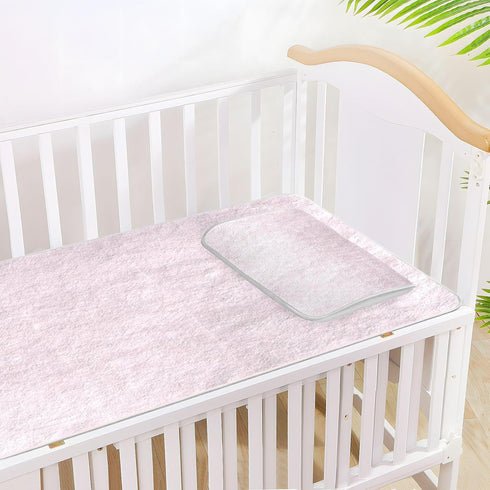 SyXIOP 28" 52" Pink Cooling Baby Crib Mattress Cover x Ultra Soft Crib Padding for Sides for Baby&Toddler