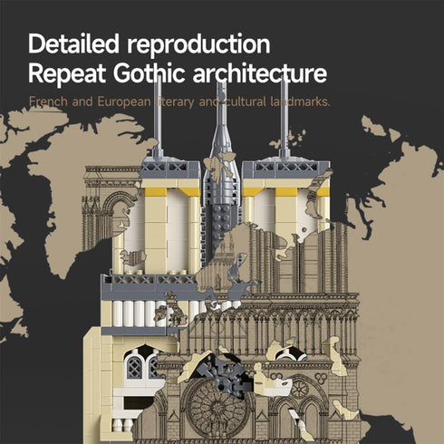 Set, 2908 GOTIMON Micro Mini Notre Dame Cathedral Building Block Famous Architecture, Pieces, Gifts for Kids and Adults