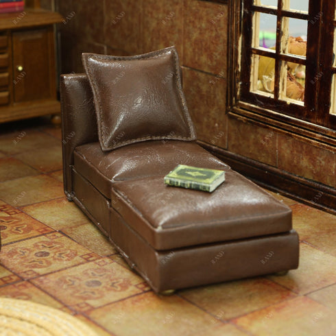 Set 1/12 iLAND Dollhouse Furniture Miniature Sectional Couch for Doll House Dcor Fit Scale Accessories, Modern Brown