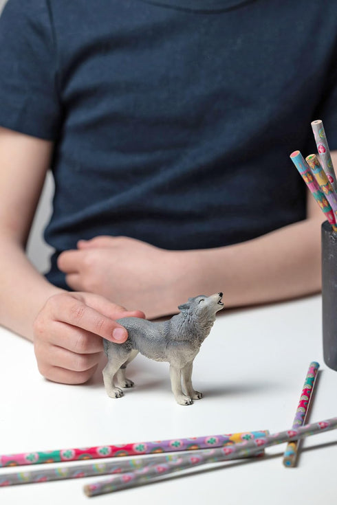 Papo Hand-Painted Figurine, Wild Animal Kingdom Howling Wolf, 50171, Collectible for Children
