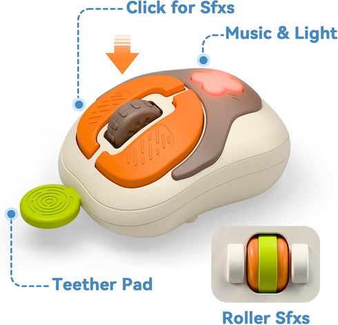 6-12 7 9 18M 1 2 3 iPlay, iLearn Baby Musical Toy Month, Infant Pretend Headphone & Mouse Activity Toy Light Sound