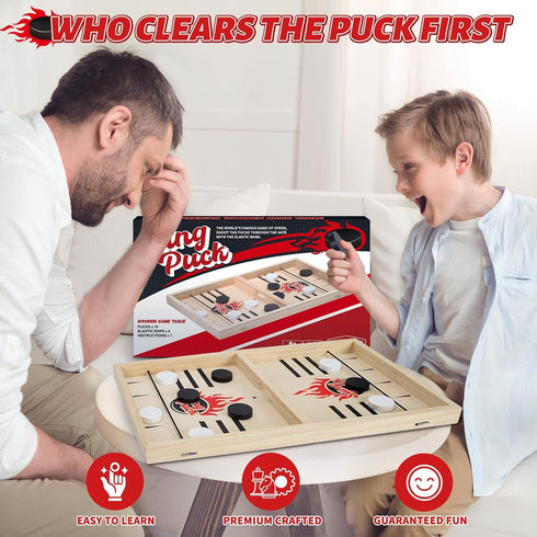 2 6 Large Fast Classic Slingshot Puck Game, Wooden Hockey Board Games for Family Night, Table Game for Adults and Kids