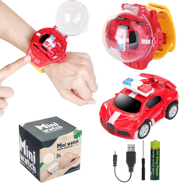 2023 Remote Control Car Watch Toys with LED Light, 2.4 GHz Mini Racing Cars, Red - Interactive Outdoor Game Gifts