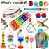 Kids Musical Instruments, INLAIER Toddler Wooden Percussion Instruments Tambourine Xylophone Toys for Kids Children
