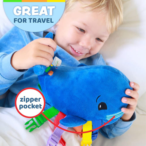 Counting Buckle Toys - Blu Whale - Develop Motor Skills and Problem Solving - and Color Recognition - Easy Travel Toy