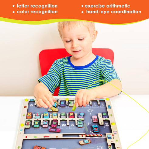 Magnetic Alphabet Maze Letter Puzzle - Montessori Educational Toy for Fun Learning, Fine Motor Skills Development