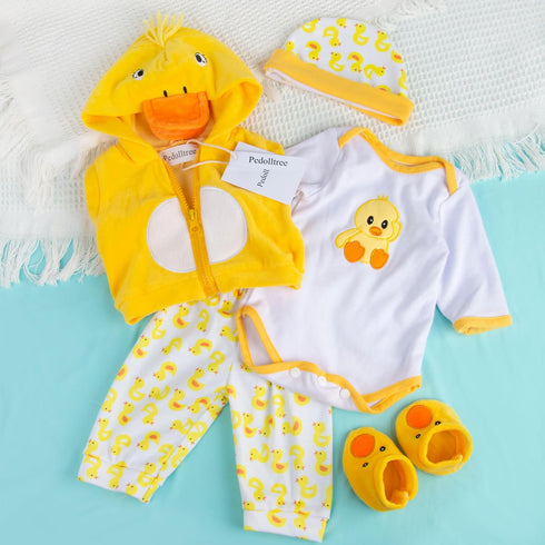 Reborn Baby Dolls Clothes 18 inch Outfit Accessories Yellow Duck 5pcs Set for 17-19 Inch Dolls