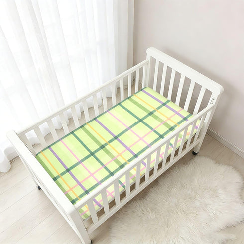 JUNZAN 52x28 Plaid Baby Crib Sheets Cotton Fitted Crib Sheets for Boys Girls Standard Toldder Bed Mattress Sheet