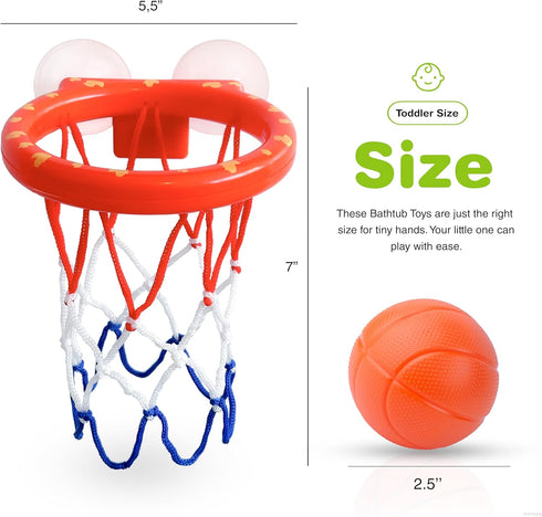 Bath Toys - Bathtub Basketball Hoop for Kids, Mold Free with 3 Balls, Strong Suction Cup for Toddlers