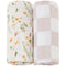 LifeTree Muslin Swaddle Blankets for Baby Girl, 2-Pack 70% Viscose from Bamboo